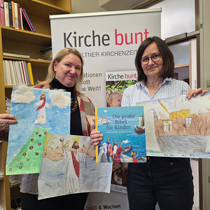 Malwettbewerb Kirche Bunt / Wolfgang Zarl Chefredakteurin Sonja Planitzer und Redakteurin Patricia Harant-Schagerl laden herzlich zum Bibel-Malwettbewerb ein